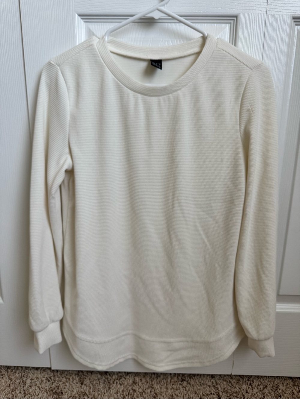 SHEIN Cream Waffle Knit Top